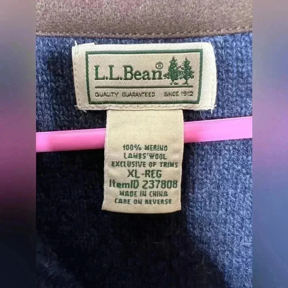 L.L. Bean 100% Merino Lambs Wool Quarter Zip Sweater Size XL - Picture 3 of 4